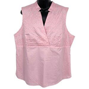 J.Jill XL Extra Large XL Pink Sleeveless Blouse Top Embroidery Sleeveless New